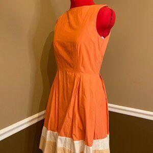 LL Bean Signature - Coral Colorblock Pleated Dress